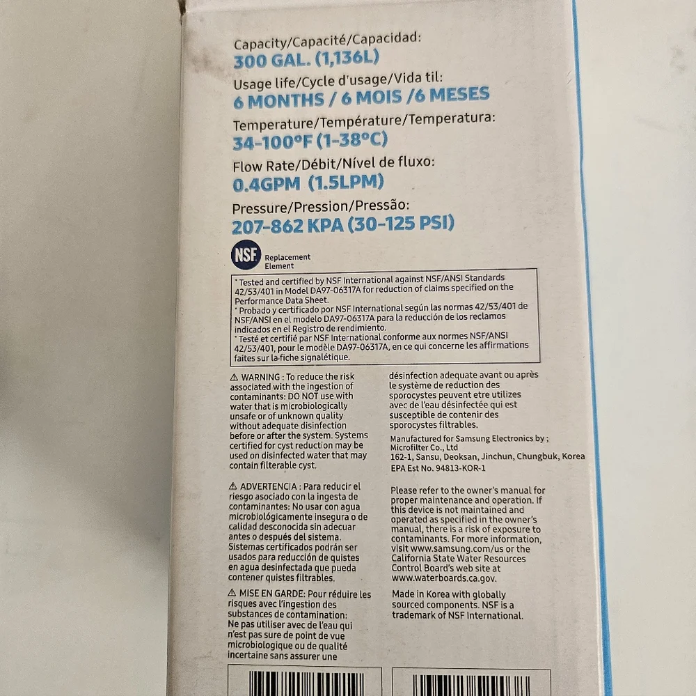 Samsung Water Filter Brand New In Box For Side By Side